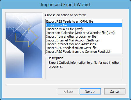 Outlook 匯入和匯出嚮導