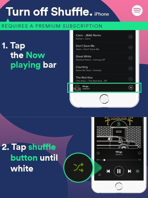 iPhone 關閉spotify 隨機播放